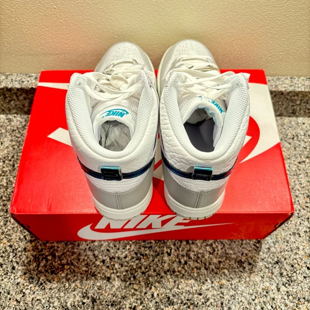 NEW Nike Dunk High FLS Summit White/Grey-Teal Women’s Size 8 DR7855-100✅ - Picture 4 of 5